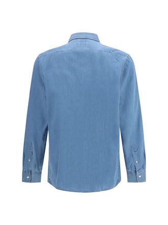 Brunello Cucinelli Mens Cotton Denim Shirt Chiarissimo