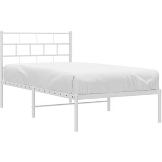 vidaXL Metal Bed Frame without Mattress with Headboard White 90x190cm vidaXL