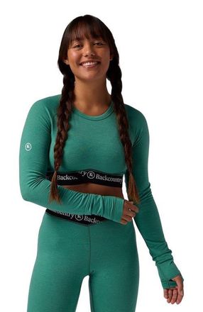 Backcountry Cedars Rws Merino Lt-Wt Baselayer Crop Crew Top - Womens in Gearhead Green at Nordstrom, Size Xx-Large