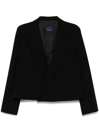 Yohji Yamamoto cropped blazer - women - Cupro/Wool - 2 - Black