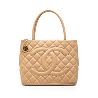 Chanel Pre-owned Medallion Tote Bag - Dames - Pre-owned - Beige - Maat: ONE Size Leer