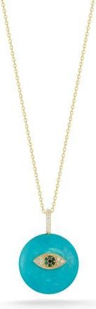 Sphera Milano Cubic Zirconia & Synthetic Turquoise Disc Pendant Necklace in Gold at Nordstrom Rack