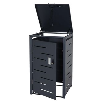 Hhg Hhg - Tapa De Cubo De Basura De 1 Pieza 018, Caja De Cubo De Basura Tapa De Cubo De Basura, Extensible 103x60x62cm, Antracita, Acero 24kg