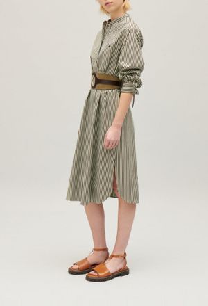 Claudie Pierlot Robe longue rayures verte