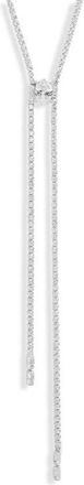 Nordstrom Cubic Zirconia Knotted Y Necklace in Clear- Silver at Nordstrom