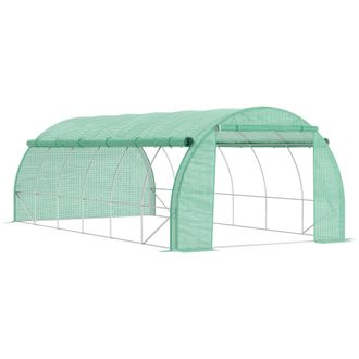 OUTSUNNY 6 x 3 x 2 m Polytunnel Greenhouse Pollytunnel Tent Steel Frame Green | TJ Hughes