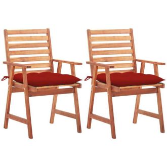 vidaXL Vidaxl - Sillas Comedor De Jard&iacute;n 2 Uds Madera Maciza Acacia Y Cojines