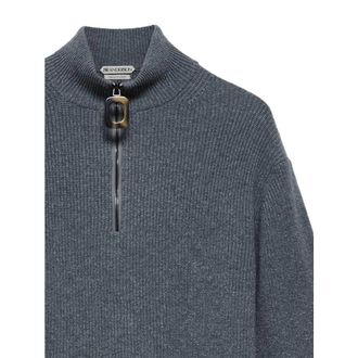 J.W.Anderson Half-Zip Ribbed Knit Sweater - Gray