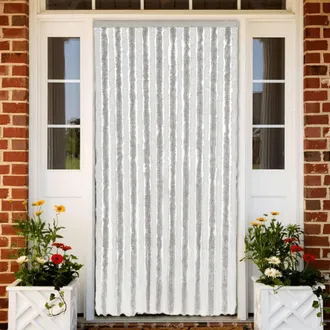 vidaXL Vidaxl - Cortina Antimoscas Chenilla Gris Claro Y Blanco 90x200 Cm