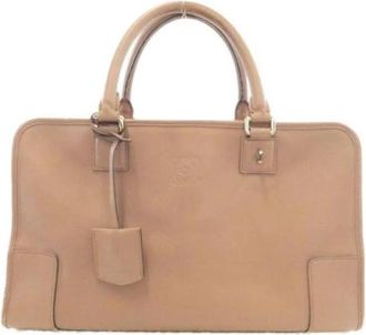 Loewe Pre-owned Amazonas Calf Handbag - Dames - Vintage Handtas - Beige - ONE Size - Leer - Vintage