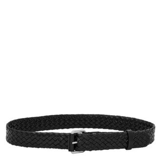 Saint Laurent Woven Leather Motorcycle Belt, Size 80