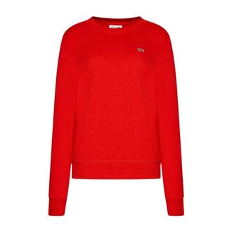 Lacoste Classic Crew-Neck Rode Sweatshirt - Dames - Sweatshirts - Rood - XS - Katoen - Hoodies & sweatvesten