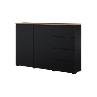 Petits Meubles Liko aparador de 2 puertas paneles laminados negro y madera