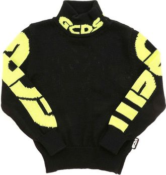 GCDS Fluo logo turtleneck in black
