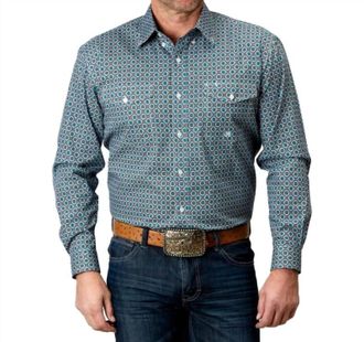 Roper Long Sleeve Button Medallion Print Shirt In Multi