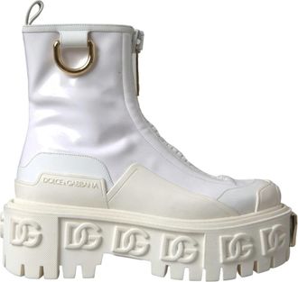 Dolce & Gabbana Enkellaarsjes - Dames - Enkellaarsjes - Wit - 38 EU - Katoen - Schoenen