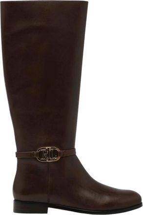 Ralph Lauren Dames Leren Laarzen Bridgette Stijl - Dames - Hoge Laarzen - Bruin - 37 EU - Leer - Schoenen