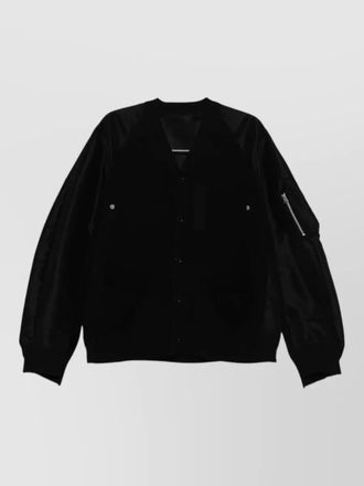 sacai nylon twill knit cardigan jacket zip detail