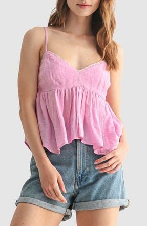 All in Favor Lace Detail Handkerchief Hem Camisole in Pink at Nordstrom Rack, Size X-Large