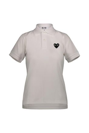 Comme Des Garçons Polo In Cotton With Black Embroidered Heart