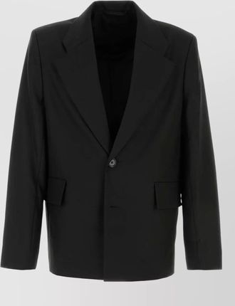 S&eacute;fr tailored twill blazer long sleeves lapels pockets