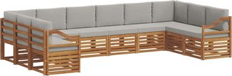 vidaXL Conjunto De Sof&aacute;s De Exterior 10 Uds. Gris Natural Y Claro Vidaxl