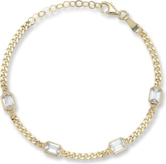 Glaze Jewelry Sterling Silver Emerald Cut Station Bracelet