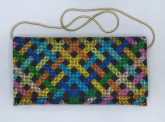 Sondra Roberts Bettina Clutch In Multi Crystal Plaid