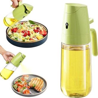 OEM Unidad, Dispensador De Aceite De Oliva 2 En 1, Dispensador De Vidrio, Sin Drenaje De Aceite, Verde, 80119230 Mm, 500 Ml, Ensaladas