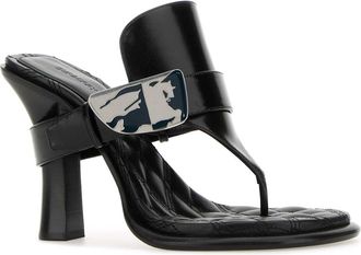 Burberry Womens Sandal Thong Black Leather