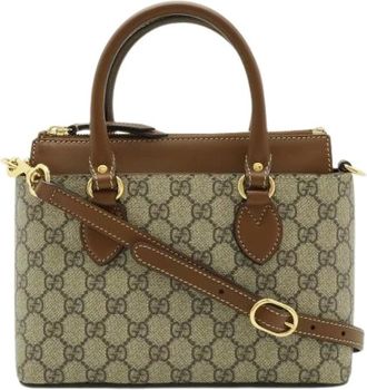 Gucci Pre-owned Mini Bags, female, Beige, Size: ONE SIZE Pre-owned GG Supreme 2way bag