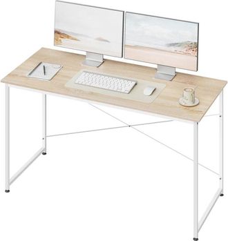 Woltu Tavolo da studio scrivania per computer, postazione di lavoro moderna per ufficio, tavolo da pranzo per casa e ufficio, 140x60 cm, Rovere Chiaro