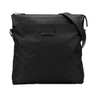 Gucci Pre-owned Cross Body Bags, female, Black, Size: ONE SIZE Pre-owned GG Nylon Flat Messenger Bag