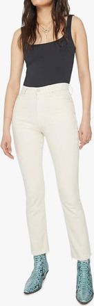 Mother High Waisted Rascal Ankle Fray Jean In Eggnog