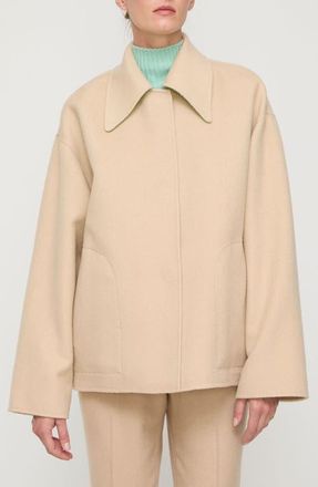 Lafayette 148 New York Oversize Reversible Wool & Cashmere Swing Jacket in Aurora Green Multi/Natural at Nordstrom, Size X-Large