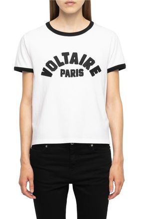 Zadig&Voltaire Alys Voltaire Paris Appliqu&eacute; Cotton Graphic T-Shirt in White at Nordstrom, Size X-Small