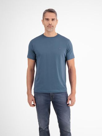 Lerros T-Shirt LERROS LERROS Basic T-Shirt mit Logostitch, unifarben, Herren, Gr. XL, blau (crispy blau), 100% Baumwolle, Rundhals, Shirts T-Shirt