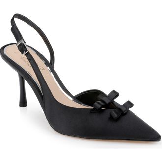 Badgley Mischka Ellery Slingback Pointed Toe Pump in Black Satin at Nordstrom Rack, Size 5.5