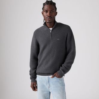 Levi's Housemark Quarter Zip Sweater - Mens - 2XL - Black