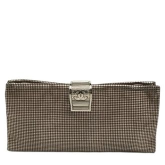 Chanel Pre-owned Leren Clutch - Dames - Pre-owned - Grijs - Maat: ONE Size Leer