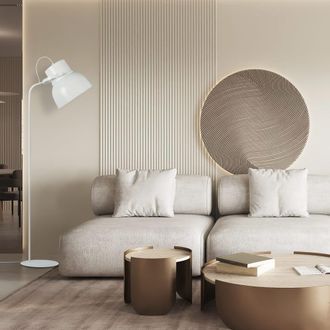 Tosel L&aacute;mpara para leer metal Alt.150cm blanco Pantalla: ivoire