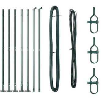 vidaXL Vidaxl - Fence Posts Manual 7 pcs Green &Oslash;32mm 130 cm Galvanised steel