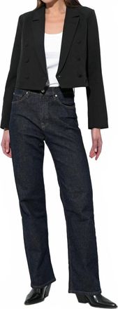 Adelyn Rae Gretchen Double Breasted Cropped Blazer In Black