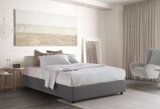 Talamo Italia Talamo Italia Cama Matrimonial Azzurra, Cama Contenedor Con Revestimiento De Tela, 100% Made In Italy, Apertura Frontal, Adecuado Para Colch&oacute;n Cm 140x