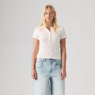 Levi's T-shirt met korte mouwen in pointelle, bloemenprint