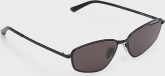 Balenciaga Mens Metal Cat-Eye Sunglasses with Logo