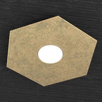 Top-Light Plafoniera Industrial-Minimal Hexagon Metallo Foglia Oro 1 Luce Led 12W