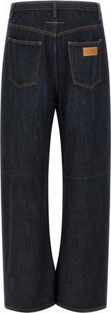 Maison Margiela Raw Cut High-Waist Wide-Leg Jeans - Dark Blue