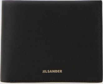 Jil Sander Portafoglio bifold in pelle di vitello con logo laminato