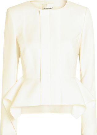 Roland Mouret Peplum Crepe Jacket - Cream - 16 (UK16 / XL)